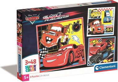 Clementoni PUZZLE Auta: Glow Racers / 3x48 dílků / od 5 let