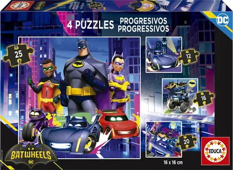 EDUCA Puzzle Batwheels 4v1 / (12 & 16 & 20 & 25 dílků) / od 3 let