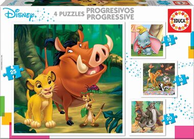 EDUCA Puzzle Disney pohádky 4v1 / (12 & 16 & 20 & 25 dílků) / od 3 let 