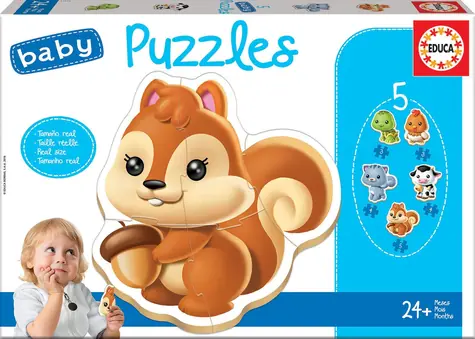EDUCA Baby puzzle Zvířátka 5v1 (3-5 dílků) / 19 dílků / od 2 let