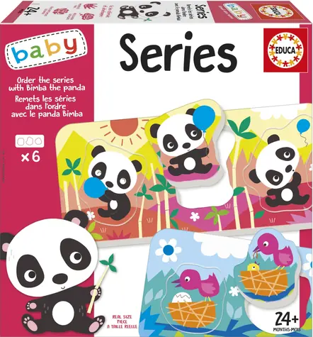 EDUCA Baby vkládačka Panda Bimba a kamarádi / 6x3 dílky / od 2 let
