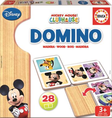 EDUCA Dřevěné domino Mickey a Minnie / 28 dílků / od 3 let