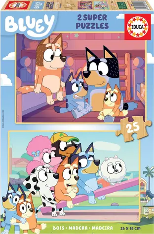 EDUCA Dřevěné puzzle Bluey / 2x25 dílků / od 3 let