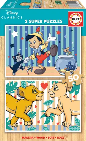 EDUCA Dřevěné puzzle Disney klasika / 2x50 dílků / od 4 let