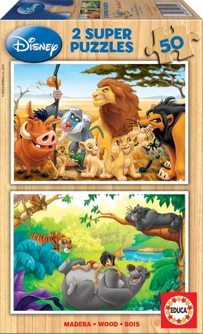 EDUCA Dřevěné puzzle Disney Zvířecí kamarádi / 2x50 dílků / od 4 let