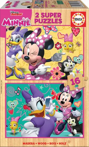 EDUCA Dřevěné puzzle Minnie a Daisy / 2x16 dílků / od 3 let