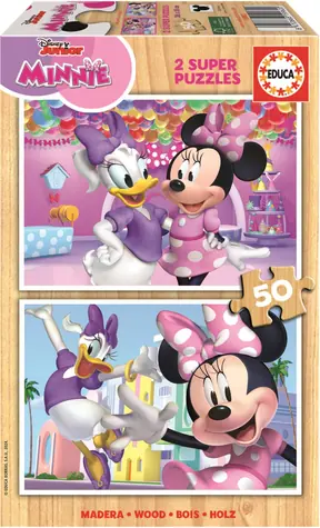 EDUCA Dřevěné puzzle Minnie a Daisy / 2x50 dílků / od 4 let