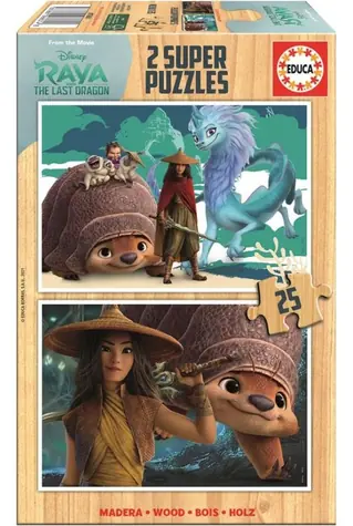EDUCA Dřevěné puzzle Raya a drak / 2x25 dílků / od 3 let