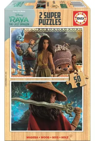 EDUCA Dřevěné puzzle Raya a drak / 2x50 dílků / od 4 let