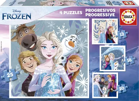 EDUCA Puzzle Ledové království 4v1 / (12 & 16 & 20 & 25 dílků) / od 3 let