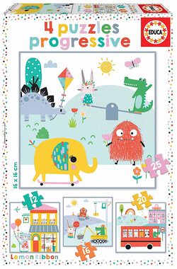 EDUCA Puzzle Lemon Ribbon 4v1 / (12 & 16 & 20 & 25 dílků) / od 3 let