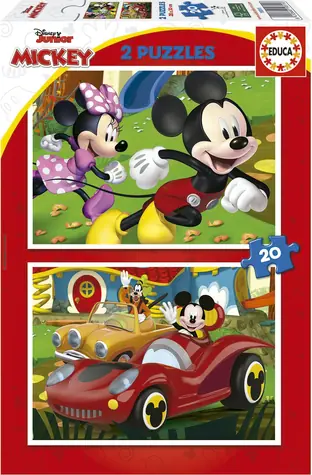 EDUCA Puzzle Mickey Mouse: Zábavní park / 2x20 dílků / od 3 let