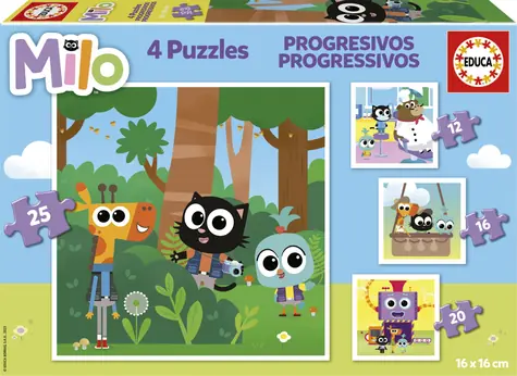 EDUCA Puzzle Milo 4v1 / (12 & 16 & 20 & 25 dílků) / od 3 let