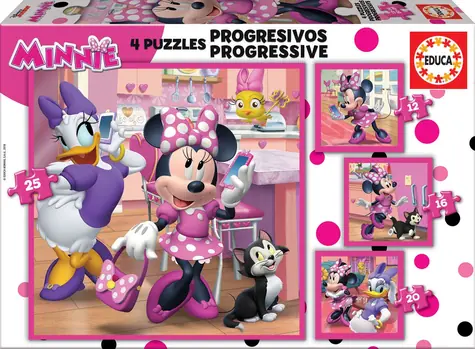 EDUCA Puzzle Minnie a Daisy 4v1 / (12 & 16 & 20 & 25 dílků) / od 3 let