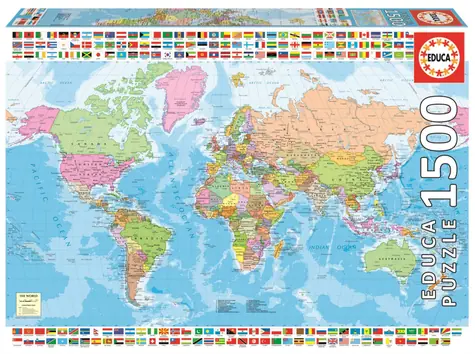 EDUCA Puzzle Politická mapa světa / 1500 dílků / od 14 let