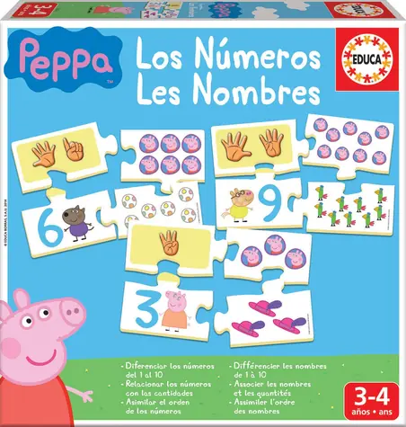 EDUCA Puzzle Prasátko Peppa: Počítání / 10x4 dílků / od 3 let
