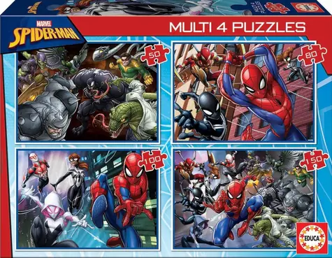 EDUCA Puzzle Spiderman 4v1 / (50 & 80 & 100 & 150 dílků) / od 5 let
