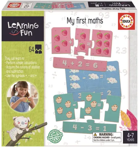 EDUCA Vzdělávací puzzle a hra Learning is Fun: Moje první matematika / 64 dílků / od 4 let
