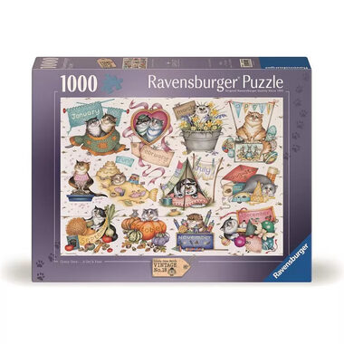 Ravensburger Puzzle: Kočičí kalendář / 1000 dílků / od 14 let