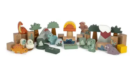 Small foot Dřevěné kostky Dino / od 12 měsíců