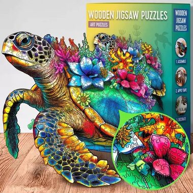 EscapeWelt Dřevěné puzzle Želva / 500 dílků /  Obtížnost: střední / od 8 let