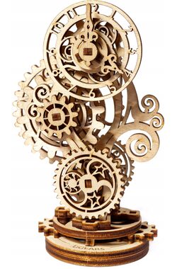 Ugears 3D dřevěné mechanické puzzle Steampunkové hodiny / 40 dílků / Obtížnost: Lehká / od 8 let