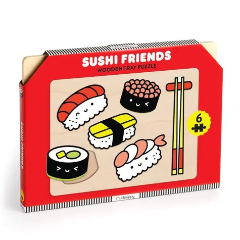 Mudpuppy Dřevěné puzzle: Přátelé sushi / 6 dílků / od 1 roku