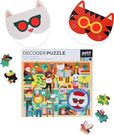 Petit Collage Puzzle knihovna 100 ks s 3D brýlemi / 100 dílků / od 4 let