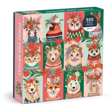 Galison Puzzle Vánoční chlupáči 500 dílků / od 3 let