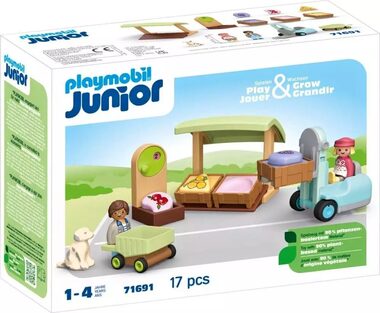 Playmobil® Junior 71691 Stánek s biopotravinami a vysokozdvižný vozík / Počet dílků: 17 / od 1 roku