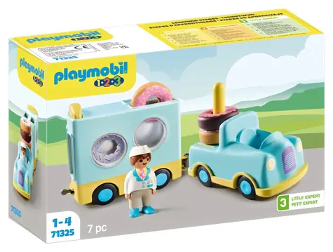 Playmobil® Junior 71702  Bláznivý Donut Truck s funkcí ukládání a třídění / Počet dílků: 7 / od 1 roku
