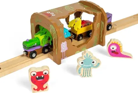 Bigjigs Rail Dřevěný tunel Příšerky / od 3 let