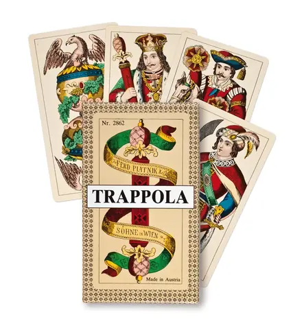 Piatnik Trappola s knihou / Tarockové karty s pravidly / Počet hráčů:2-4 / Délka hry: 30minut / od 8 let 