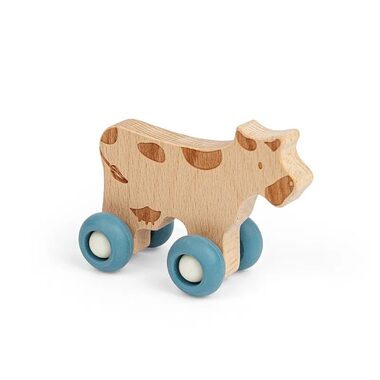 Bigjigs Toys Domácí zvířátko na kolečkách Kravička / od 12 měsíců