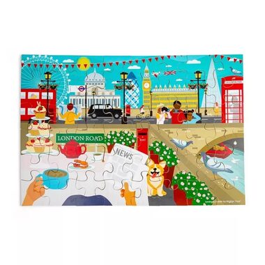 Bigjigs Toys Dřevěné podlahové puzzle Londýn / od 2 let / 48 dílků