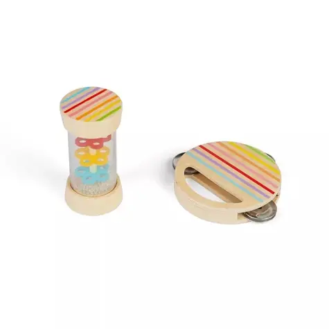 Bigjigs Toys Mini sada dešťová hůlka a tamburína / od 18 měsíců