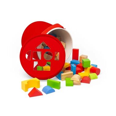 Bigjigs Toys První dřevěné kostky a vkládačka v bubínku / od 0 let