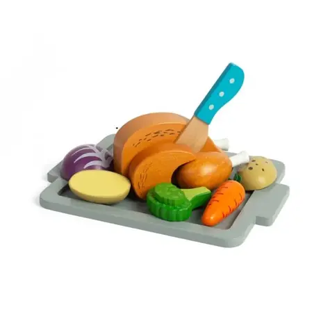 Bigjigs Toys Sada Pečené kuře se zeleninou / od 18 měsíců 