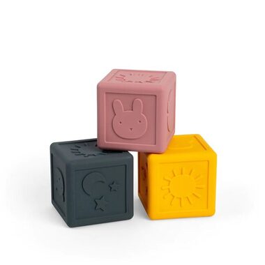 Bigjigs Toys Silikonové senzorické kostky / od 3 měsíců 