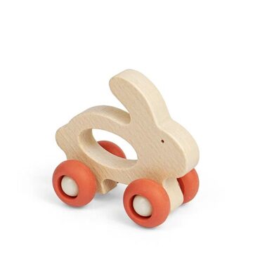 Bigjigs Toys Zvířátko na kolečkách Králíček / od 12 měsíců