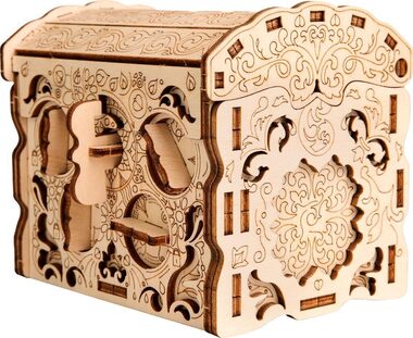 Rozbaleno - EscapeWelt 3D dřevěná skládačka hlavolamu Secret Treasure Box / Obtížnost: lehká / od 14 let / rozbaleno