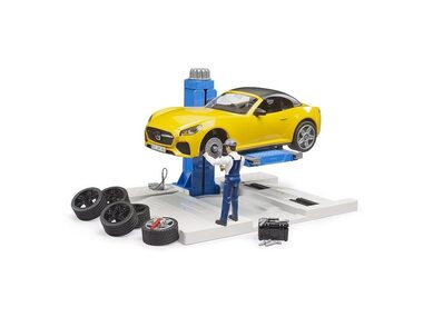 Bruder Autoservis s roadsterem a mechanikem / 1:16 / od 4 let