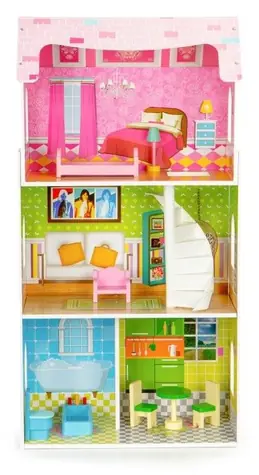 ECOTOYS Domeček pro panenky s nábytkem Mátová rezidence / od 3 let