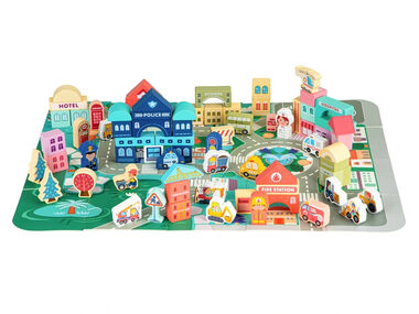 ECOTOYS Dřevěné kostky Zvířátka / 8 kostek / od 3 let