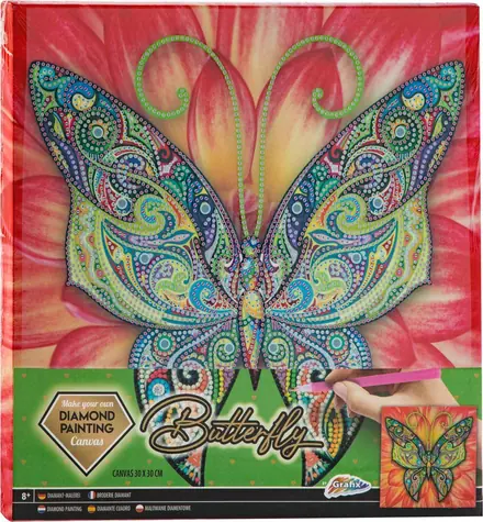 GRAFIX Diamantové malování na rámu Motýl 30x30 cm / od 8 let