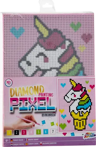 GRAFIX Diamantové malování na rámu Pixel Jednorožec 15x20cm / od 6 let