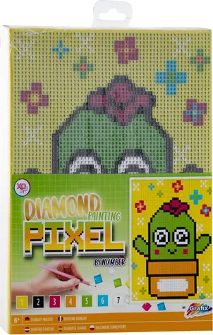 GRAFIX Diamantové malování na rámu Pixel Kaktus 15x20cm / od 6 let