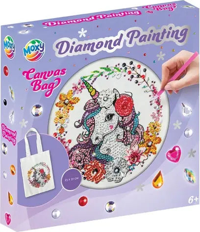 GRAFIX Diamantové malování Plátěná taška Jednorožec 25x31 cm / od 6 let