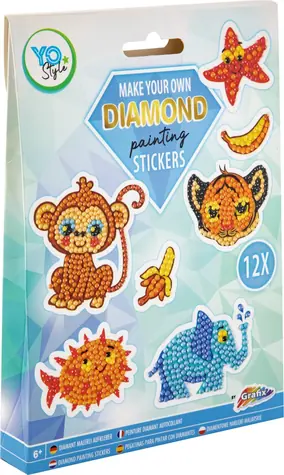 GRAFIX Diamantové malování samolepky Zvířátka 12ks / od 6 let