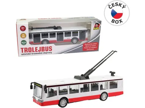 MaDe 09026 - Trolejbus kovový na zpětný chod, 16 cm